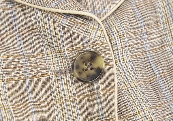 ケンゾーKENZO リネングレンチェックショールカラーショートジャケット モカ他36 K-122340_004