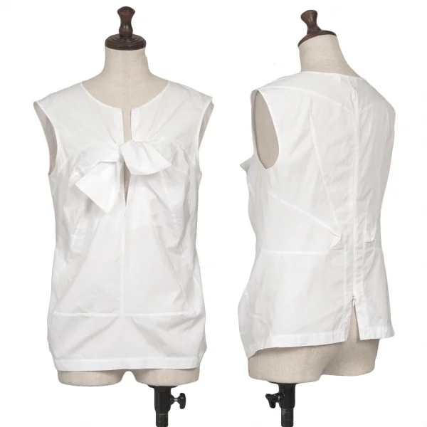 ジルサンダーJIL SANDER ノースリーブリボンブラウス 白38 (K-122343)