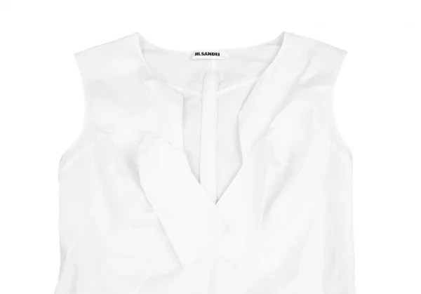 ジルサンダーJIL SANDER ノースリーブリボンブラウス 白38 (K-122343)
