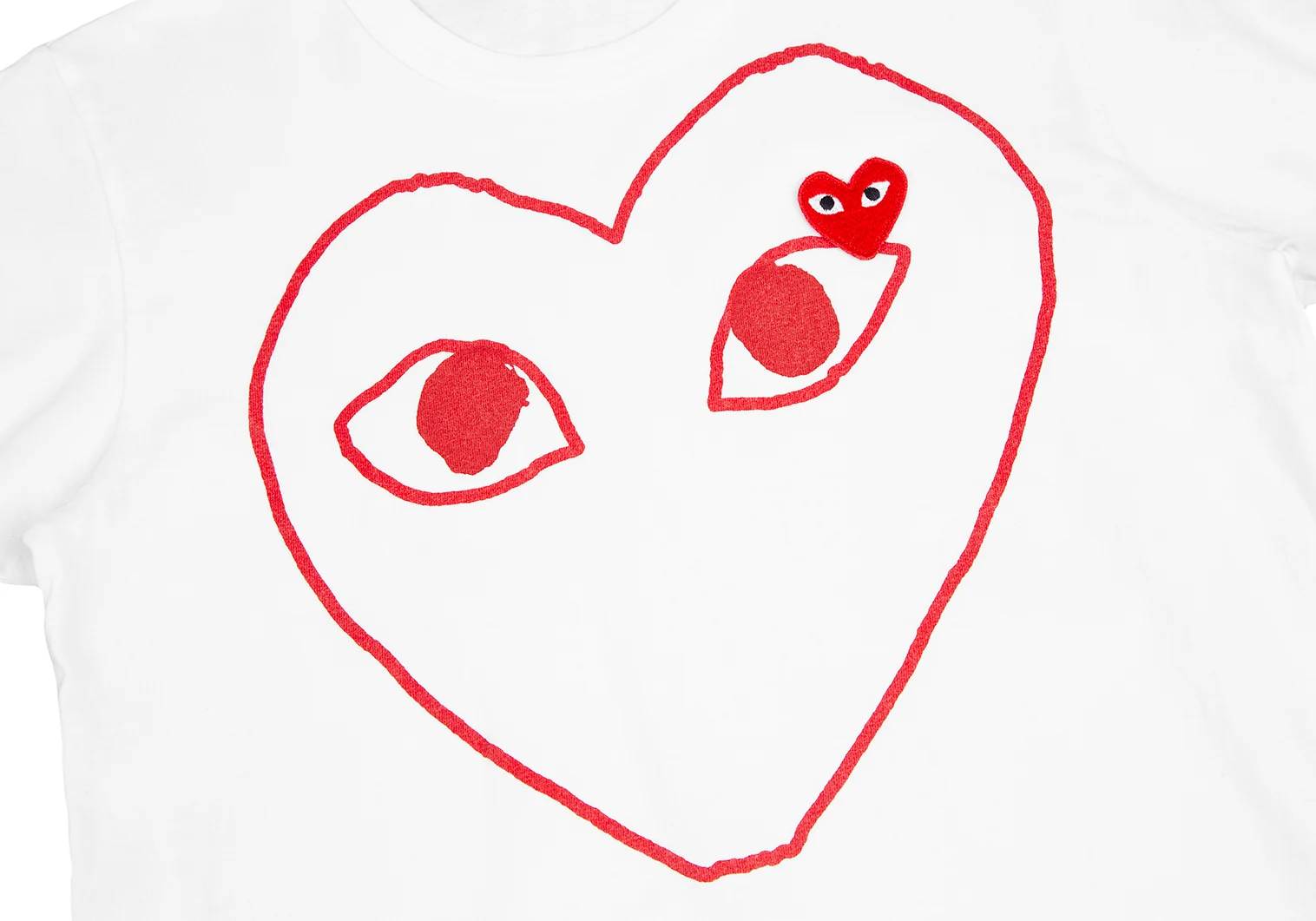 関税.送料込PLAY COMME DES GARCONS ハートTシャツ PLAY CDG BIG ＆ MINI HEART T-SHIRT WHITE/RED プレイ コム デ