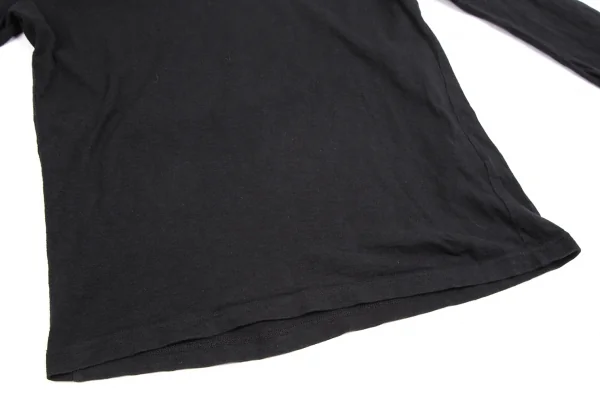 ワイズY's コットン袖レイヤード深Vネックカットソー 黒2 K-122350_010