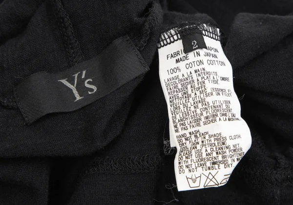 ワイズY's コットン袖レイヤード深Vネックカットソー 黒2 K-122350_014