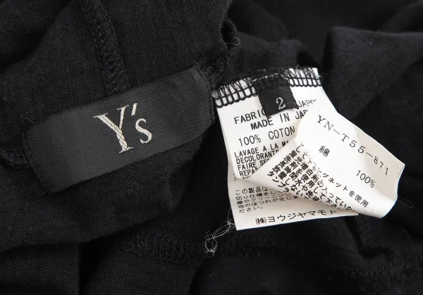 ワイズY's コットン袖レイヤード深Vネックカットソー 黒2 K-122350_015