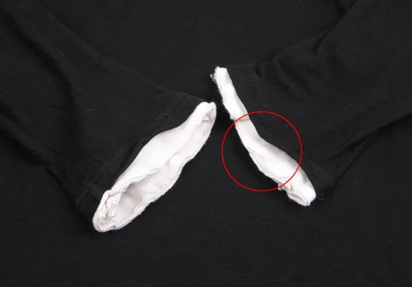 ワイズY's コットン袖レイヤード深Vネックカットソー 黒2 K-122350_006