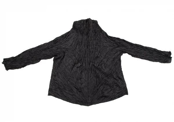 イッセイミヤケISSEY MIYAKEシワプリーツハイネックトップス 黒M K-122365_002