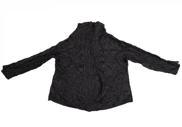 イッセイミヤケISSEY MIYAKEシワプリーツハイネックトップス 黒M K-122365_009