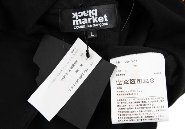ブラックマーケット コムデギャルソンBlackmarket COMME des GARCONS ロゴプリントインサイドアウトTシャツ 黒L K-122394_014