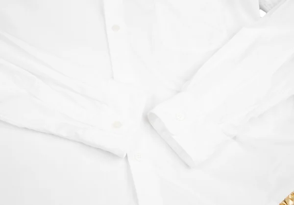 ブラック コムデギャルソンBLACK COMME des GARCONS メタリックフリル切替シャツ 白ゴールドXL K-122396_007