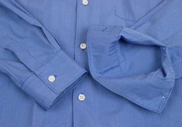 コムデギャルソン シャツCOMME des GARCONS SHIRT リブバンドカラーグリッドチェック長袖シャツ 青M K-122410_006
