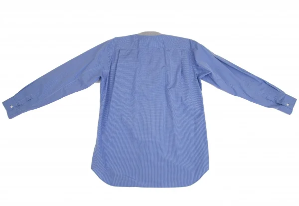 コムデギャルソン シャツCOMME des GARCONS SHIRT リブバンドカラーグリッドチェック長袖シャツ 青M K-122410_009