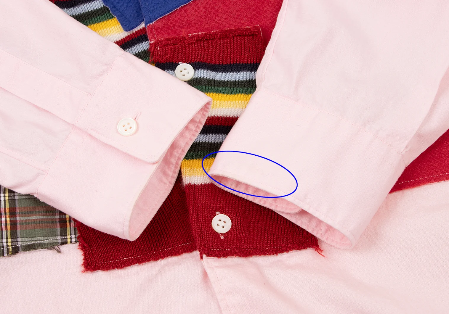 COMME des GARCONS SHIRT PINK/コムデギャルソンシャツピンク フランス製 丸襟ラウンドカラー 千鳥チェックポケット コットンシャツブラウス[LSHA75066] コムデギャルソン シャツCOMME des GARCONS SHIRT フロント