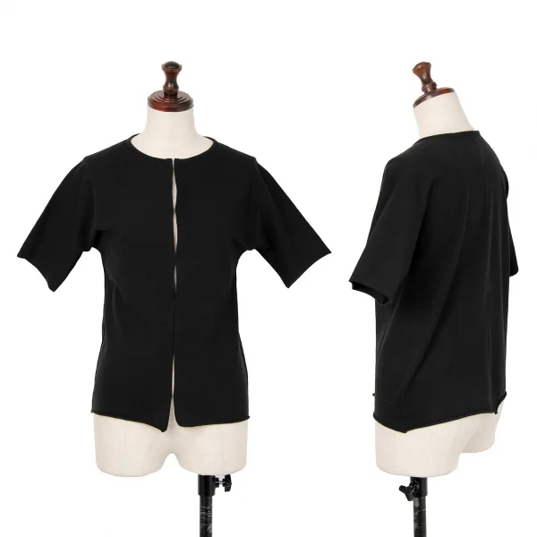 ヨウジヤマモト ファムYohji Yamamoto FEMME ホック前開きストレッチTシャツ 黒3 K-122424_001