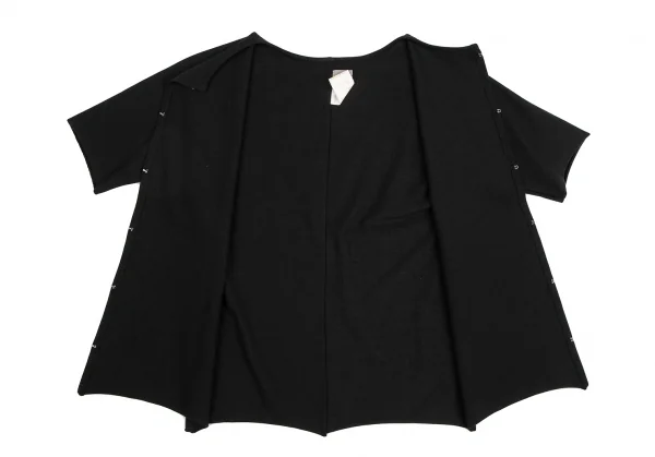 ヨウジヤマモト ファムYohji Yamamoto FEMME ホック前開きストレッチTシャツ 黒3 K-122424_010
