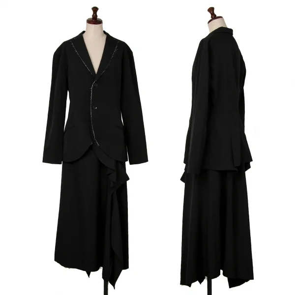 ヨウジヤマモト ノアールYohji Yamamoto NOIR ウールギャバフロント裁ち切りBジャケット 黒2 K-122430_017