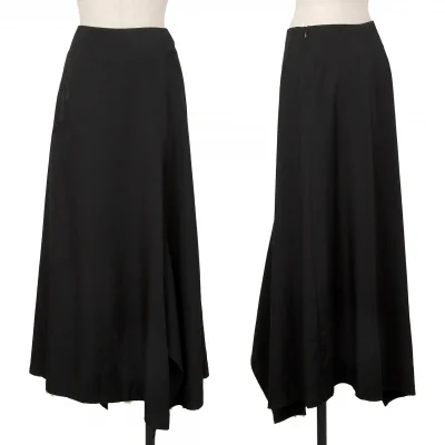 ヨウジヤマモト ノアールYohji Yamamoto NOIR ウールギャバアシンメトリー切替スカート 黒