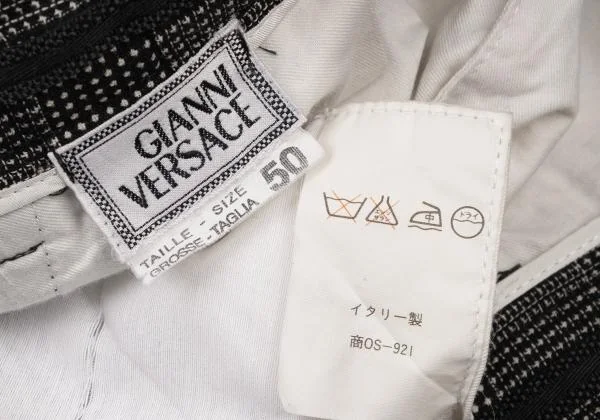 ジャンニヴェルサーチGIANNI VERSACE チェックスリータックパンツ 黒白50 K-122439_011