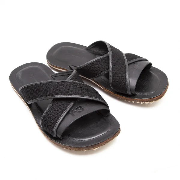 ワイスリーY-3 NIJ クロスストラップレザーサンダル 黒28.5cm K-122453_001