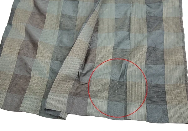 イッセイミヤケペルマネンテISSEY MIYAKEPERMANENTE シルクチェック織りノーカラーブラウス 緑M K-122456_015