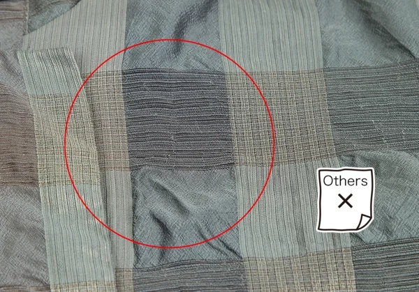 イッセイミヤケペルマネンテISSEY MIYAKEPERMANENTE シルクチェック織りノーカラーブラウス 緑M K-122456_004