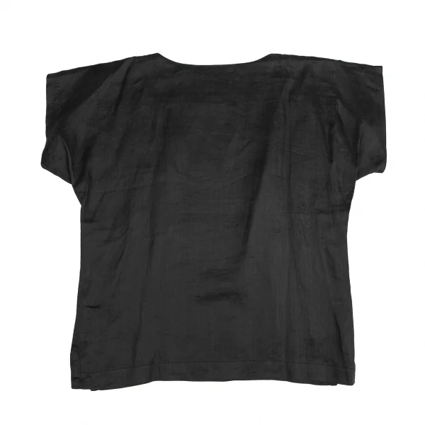 イッセイミヤケペルマネンテISSEY MIYAKEPERMANENTE リネンボックスシルエット半袖トップス 墨黒M K-122457_010