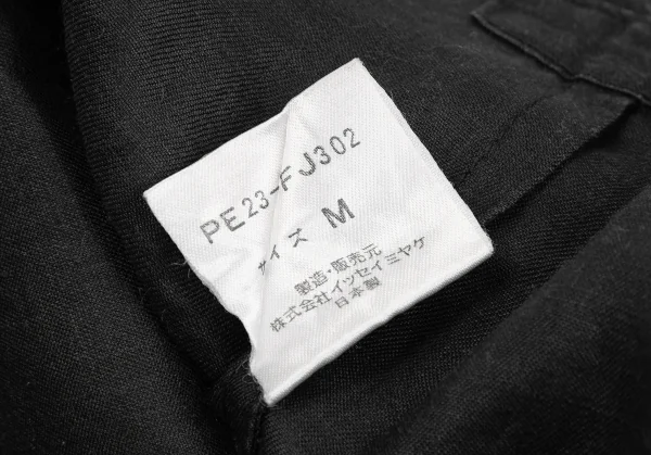 イッセイミヤケペルマネンテISSEY MIYAKEPERMANENTE リネンボックスシルエット半袖トップス 墨黒M K-122457_012