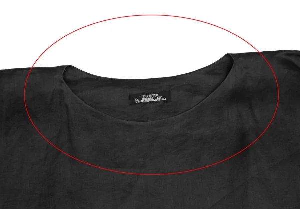 イッセイミヤケペルマネンテISSEY MIYAKEPERMANENTE リネンボックスシルエット半袖トップス 墨黒M K-122457_003