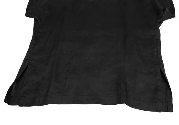 イッセイミヤケペルマネンテISSEY MIYAKEPERMANENTE リネンボックスシルエット半袖トップス 墨黒M K-122457_007