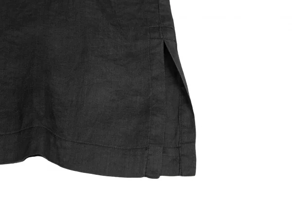 イッセイミヤケペルマネンテISSEY MIYAKEPERMANENTE リネンボックスシルエット半袖トップス 墨黒M K-122457_008