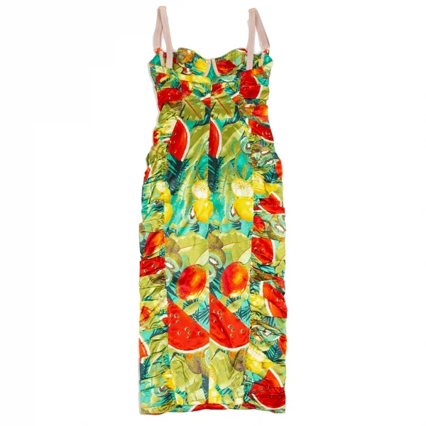 ディーアンドジーD&G フルーツプリントサイドギャザーコルセットワンピース マルチ38 K-122461_009