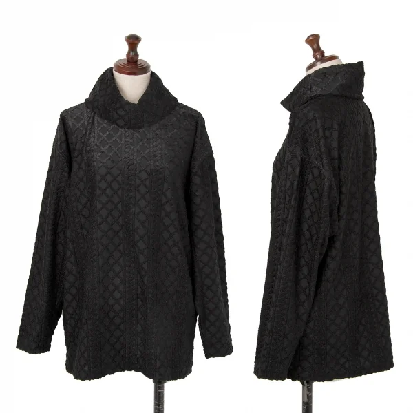 ヴェルサーチ ジーンズクチュールVERSACE JEANS COUTURE ケーブルタートルネックカットソー 黒XS K-122466_001