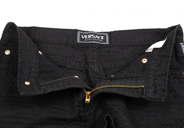 ヴェルサーチ ジーンズクチュールVERSACE JEANS COUTURE ジャガードメデューサボタンショートパンツ 黒38 K-122469_004