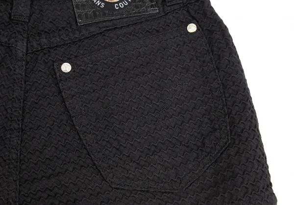 ヴェルサーチ ジーンズクチュールVERSACE JEANS COUTURE ジャガードメデューサボタンショートパンツ 黒38 K-122469_008