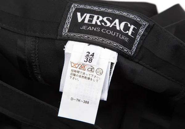 ヴェルサーチ ジーンズクチュールVERSACE JEANS COUTURE フロントジップストレッチストライプスカート 黒38 K-122473_012