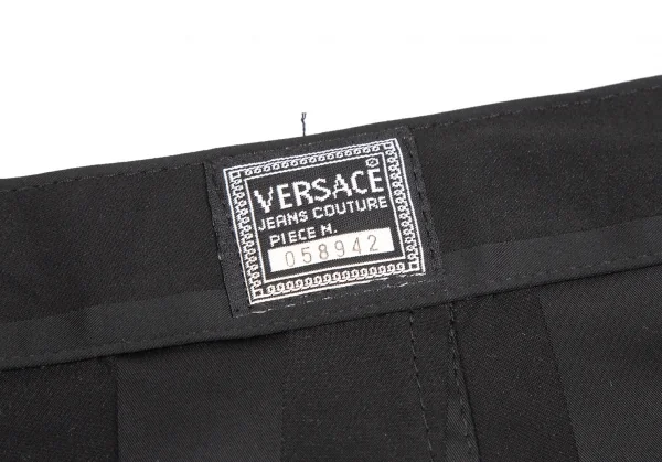ヴェルサーチ ジーンズクチュールVERSACE JEANS COUTURE フロントジップストレッチストライプスカート 黒38 K-122473_004