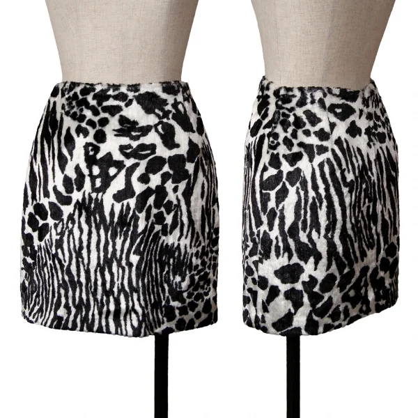 ヴェルサスVERSUS ゼブラプリントフェイクファースカート 黒白38 K-122475_001