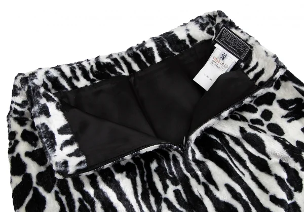 ヴェルサスVERSUS ゼブラプリントフェイクファースカート 黒白38 K-122475_008