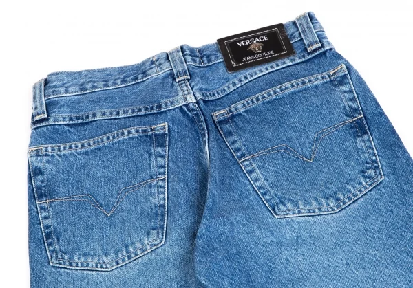 ヴェルサーチ ジーンズクチュールVERSACE JEANS COUTURE ウォッシュデニムストレートパンツ 水色38 K-122479_011