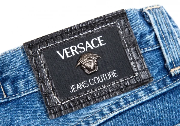 ヴェルサーチ ジーンズクチュールVERSACE JEANS COUTURE ウォッシュデニムストレートパンツ 水色38 K-122479_012