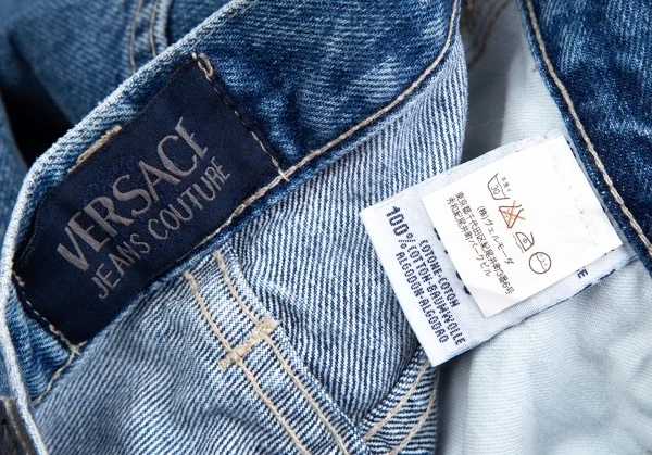 ヴェルサーチ ジーンズクチュールVERSACE JEANS COUTURE ウォッシュデニムストレートパンツ 水色38 K-122479_015