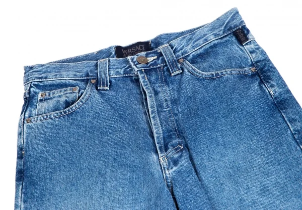 ヴェルサーチ ジーンズクチュールVERSACE JEANS COUTURE ウォッシュデニムストレートパンツ 水色38 K-122479_002