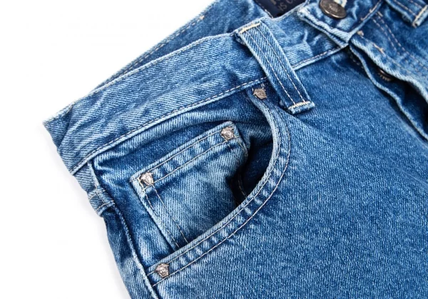 ヴェルサーチ ジーンズクチュールVERSACE JEANS COUTURE ウォッシュデニムストレートパンツ 水色38 K-122479_003