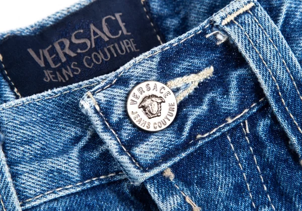 ヴェルサーチ ジーンズクチュールVERSACE JEANS COUTURE ウォッシュデニムストレートパンツ 水色38 K-122479_005