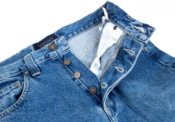 ヴェルサーチ ジーンズクチュールVERSACE JEANS COUTURE ウォッシュデニムストレートパンツ 水色38 K-122479_006