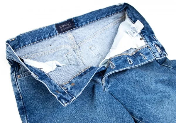 ヴェルサーチ ジーンズクチュールVERSACE JEANS COUTURE ウォッシュデニムストレートパンツ 水色38 K-122479_007