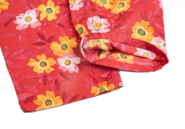 ヴェルサーチ ジーンズクチュールVERSACE JEANS COUTURE フラワープリントコットンテーパードパンツ ピンク黄38 K-122481_010