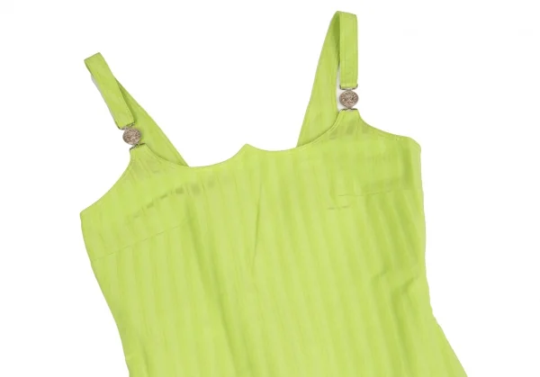 ヴェルサーチ ジーンズクチュールVERSACE JEANS COUTURE ナイロンストレッチストライプノースリーブワンピース 黄緑40 K-122484_003