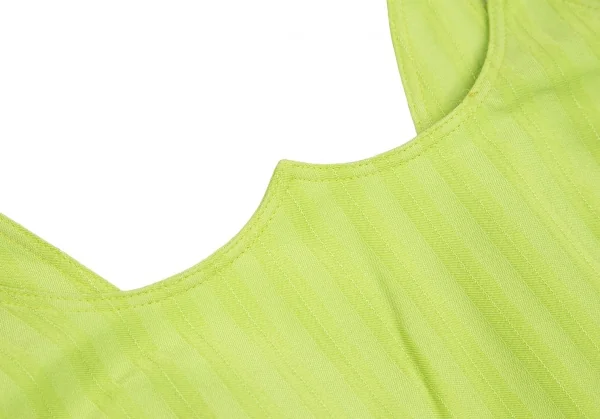 ヴェルサーチ ジーンズクチュールVERSACE JEANS COUTURE ナイロンストレッチストライプノースリーブワンピース 黄緑40 K-122484_005