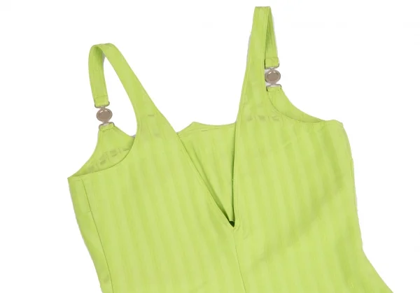 ヴェルサーチ ジーンズクチュールVERSACE JEANS COUTURE ナイロンストレッチストライプノースリーブワンピース 黄緑40 K-122484_009