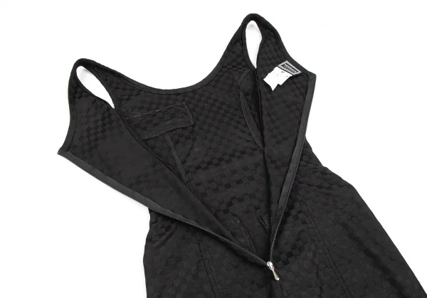 ヴェルサーチ ジーンズクチュールVERSACE JEANS COUTURE フロントジップチェッカーフラッグノースリーブミニワンピース 黒38 K-122485_010