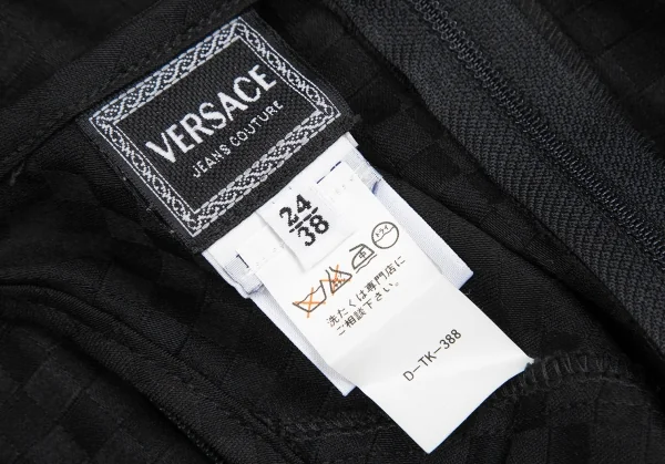 ヴェルサーチ ジーンズクチュールVERSACE JEANS COUTURE フロントジップチェッカーフラッグノースリーブミニワンピース 黒38 K-122485_013